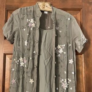 Full length tank dress and over jacket with stunning beading embellishments.